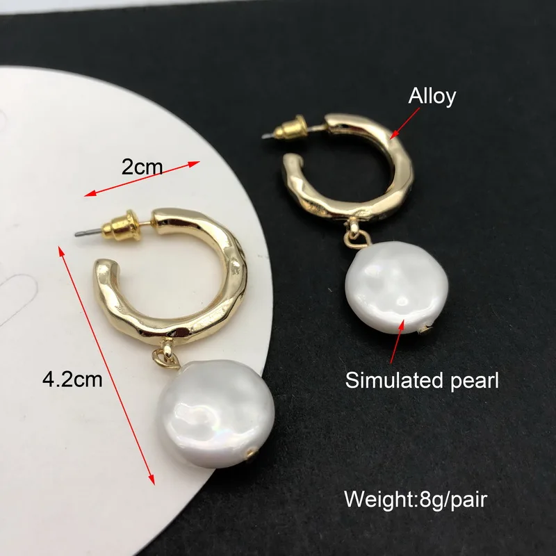 TOTASALLY Fashion Women Imitation Pearl Earrings Baroque Irregular hoop Vintage Party Jewelry | Украшения и аксессуары