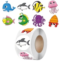8 designs marine life cartoon animals stickers for kids gift toys sticker 1inch 50 500pcs reward sticker