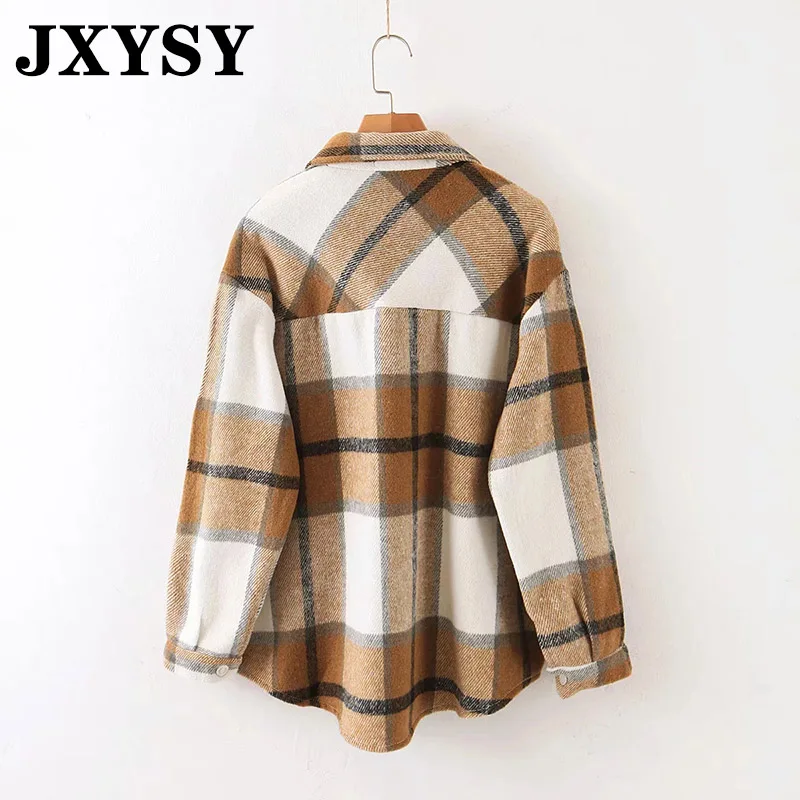 JXYSY Женская куртка 2019 английский стиль винтажное Фланелевое теплое клетчатое
