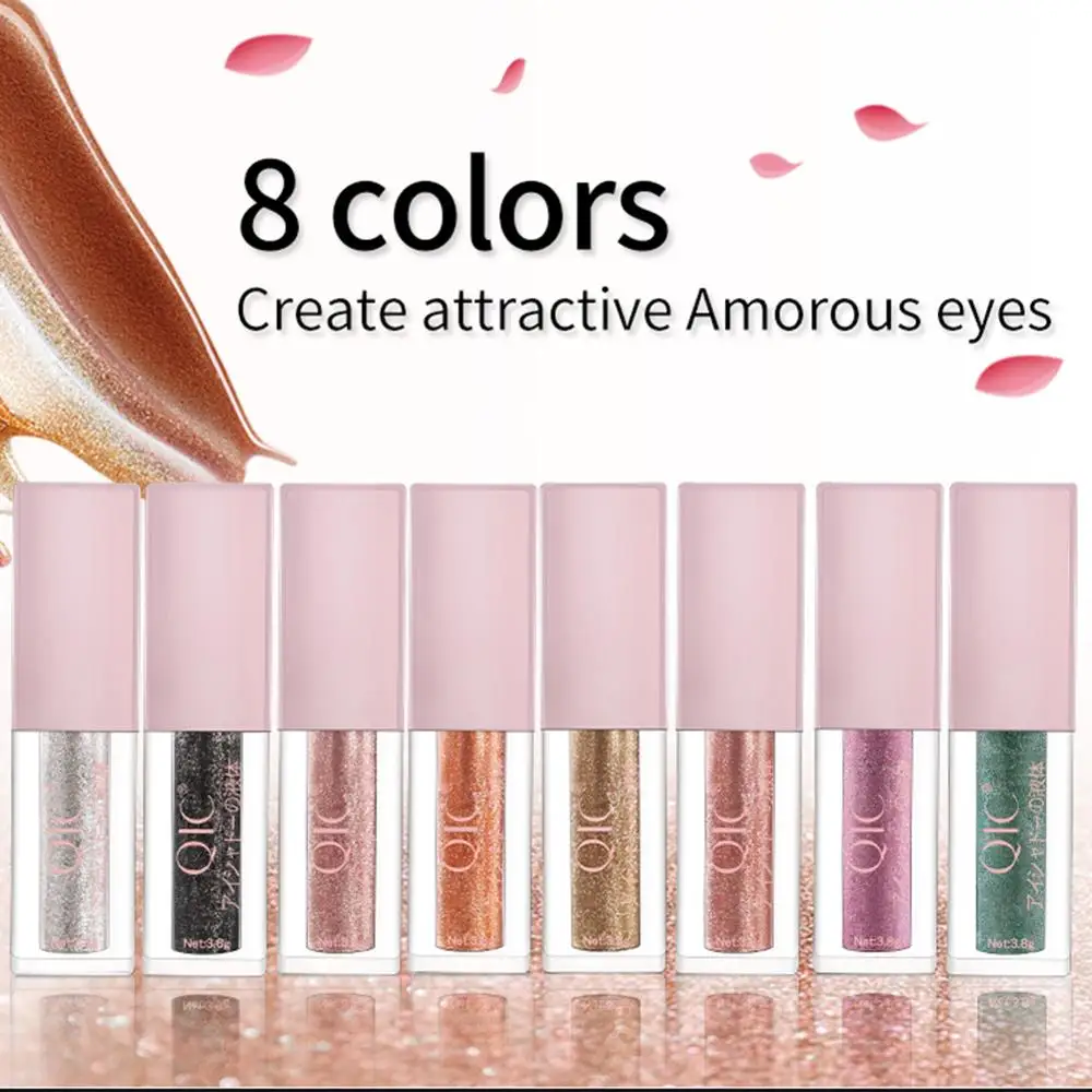 8 цветов жидкие тени для век алмазные блестящие кисть ручка водостойкая