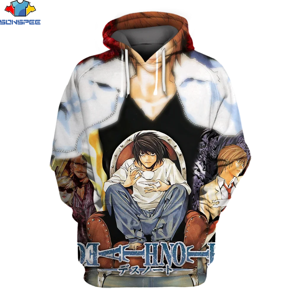 

SONSPEE 3D Japanese Anime Death Note Pattern Hoodies For Teens Girls Boys Clothes Sweatshirt Long Sleeve O-Neck Pullover Tops