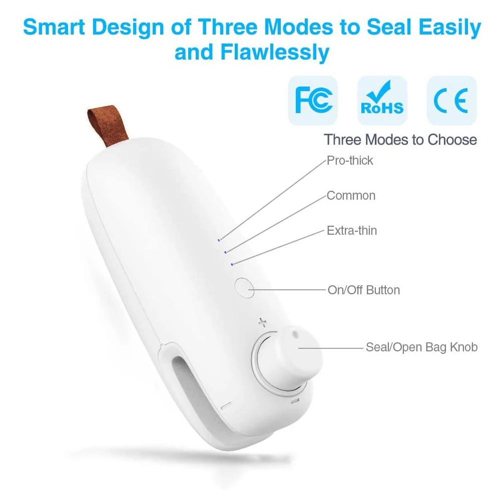 

Mini Portable Sealing Household Handheld 2 In 1 Heat Sealer USB Rechargeable Capper Food Saver For Plastic Bags Package Gadgets