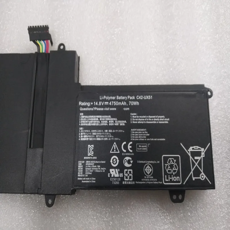 Новый оригинальный аккумулятор для ноутбука C42-UX51 14.8V 4750mAh 70Wh для серии компьютеров ASUS Zenbook U500 U500V U500VZ UX51 UX51VZ UX51VZA.