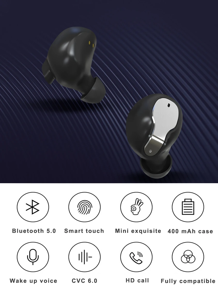 Модные V5.0 Bluetooth наушники XY-5 8D стерео мини Беспроводные наушники с микрофоном зарядная коробка беспроводные наушники