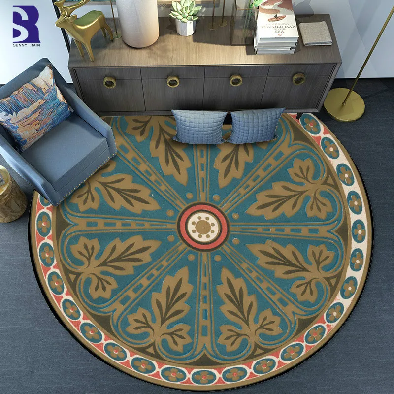 

SunnyRain 1-piece Printed Fleece Area Rug for Living Room Kids Bathroom Rug Round Rugs for Bedroom