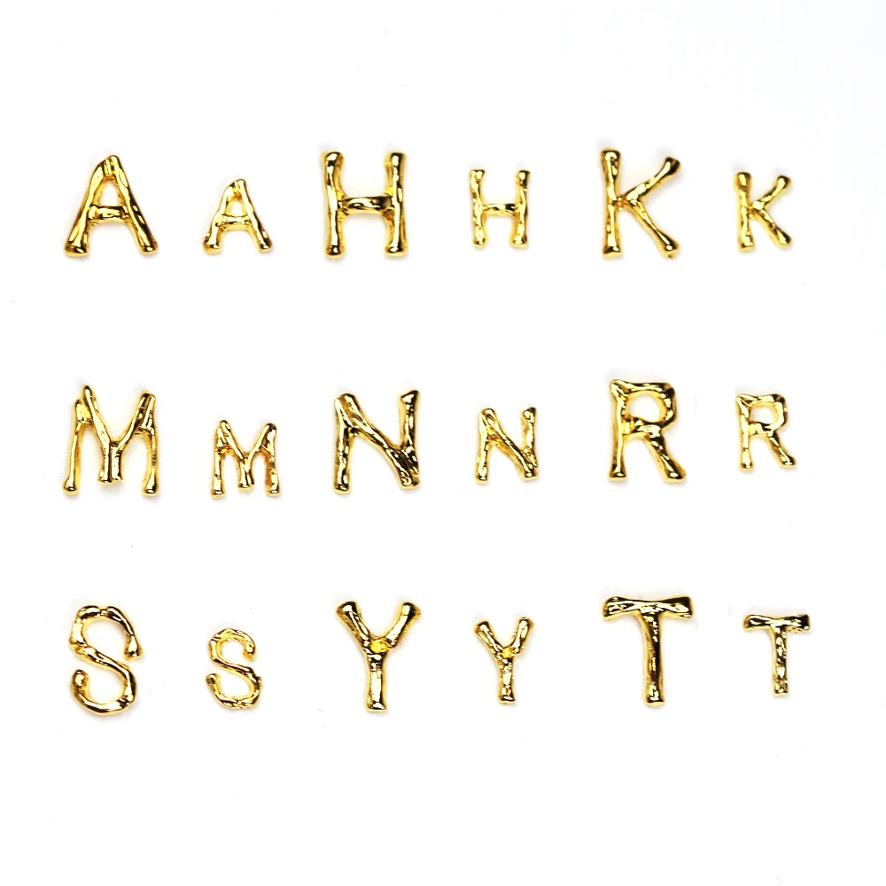10 шт./пакет нейл арта сплав бриллиант позолоченные буквенные формы стикеры 3D