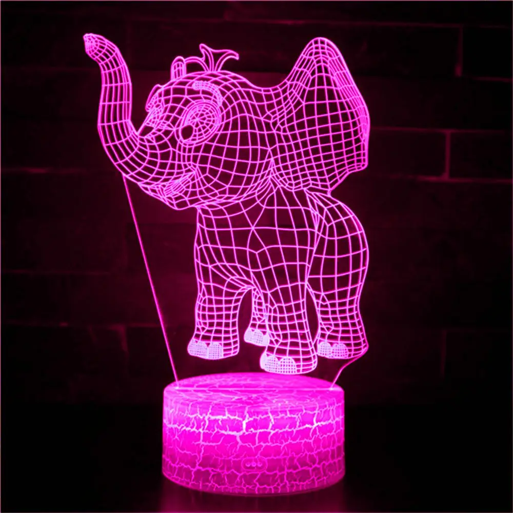 Статуя слона симпатичная детская скульптура 3D ночсветильник иллюзия модель