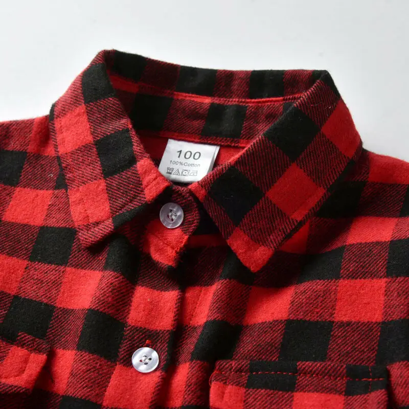 Детская Одежда Классическая клетчатая рубашка для маленьких мальчиков