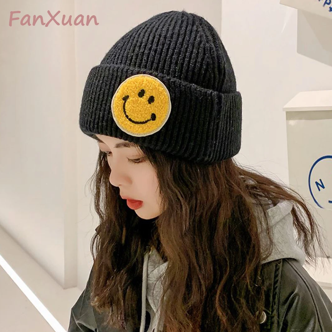 

Милая однотонная фототрикотажная шляпа для девочек с этикеткой улыбки-шляпы для женщин Skullcap