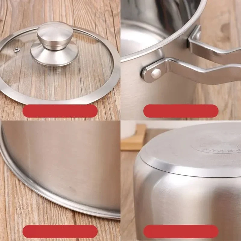 

Stainless Steel Milk Pot Baby Food Supplement Hot Milk Noodle Steamer Soup Pot Induction Cooker General Cast Iron Cookware