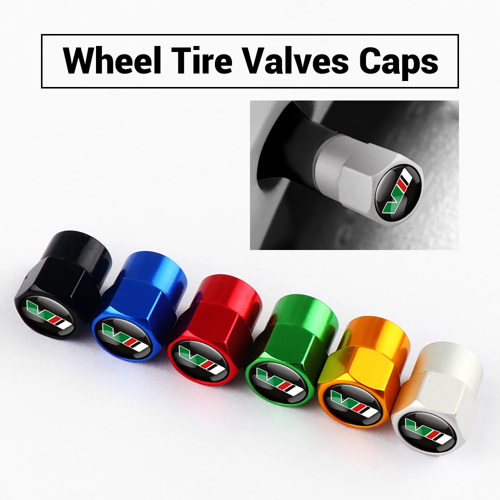 

For Skoda VII Yeti Roomster Octavia Rapid Fabia Superb Kodiaq Scala Kamiq 4pcs Metal Car Badge Wheel Tire Valve Caps Stem Case