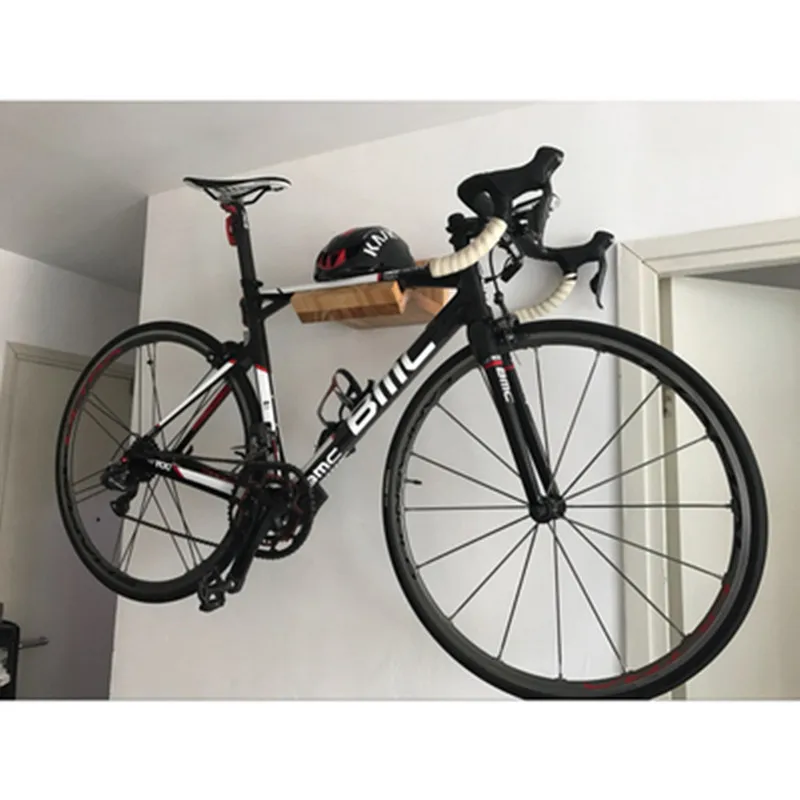 Настенная стойка для книжного велосипеда из твердой древесины стальная рама