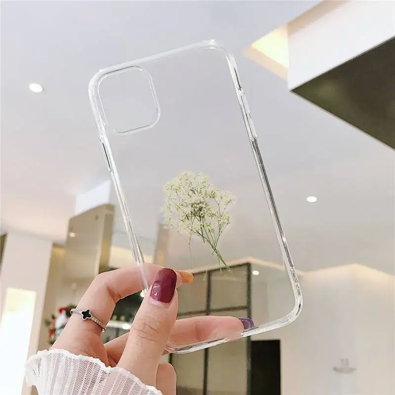 

Dried flowers Art simplicity Phone Case Transparent for iPhone 6 7 8 11 12 s mini pro X XS XR MAX Plus SE cover funda Silicone