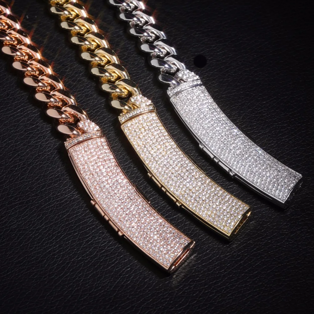 GUCY 12 мм Ширина новейшая застежка Micro Pave Iced CZ кубинские Соединенные ожерелья цепи роскошные шикарные ювелирные изделия модные хип-хоп для мужчин