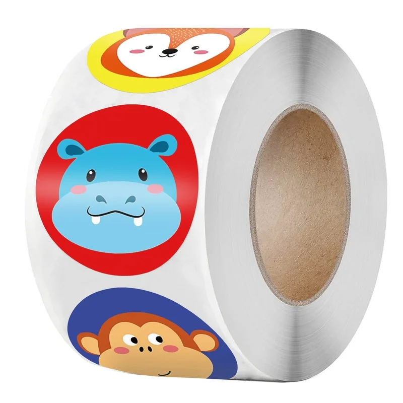 

500PCS/ROLL Animals Cartoon Stickers for Kids Classic Toys Sticker School Teacher Reward Sticker 8 Various Designs Patterns
