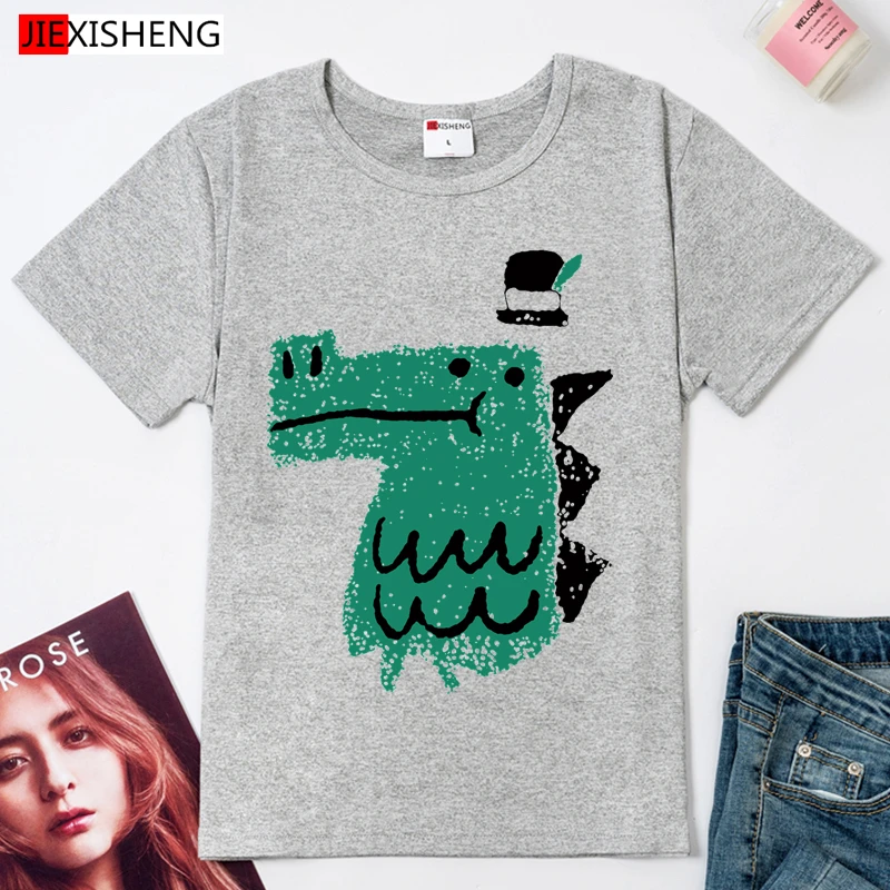 2020 летняя футболка для девочек Забавный мультяшный принт размера плюс с коротким