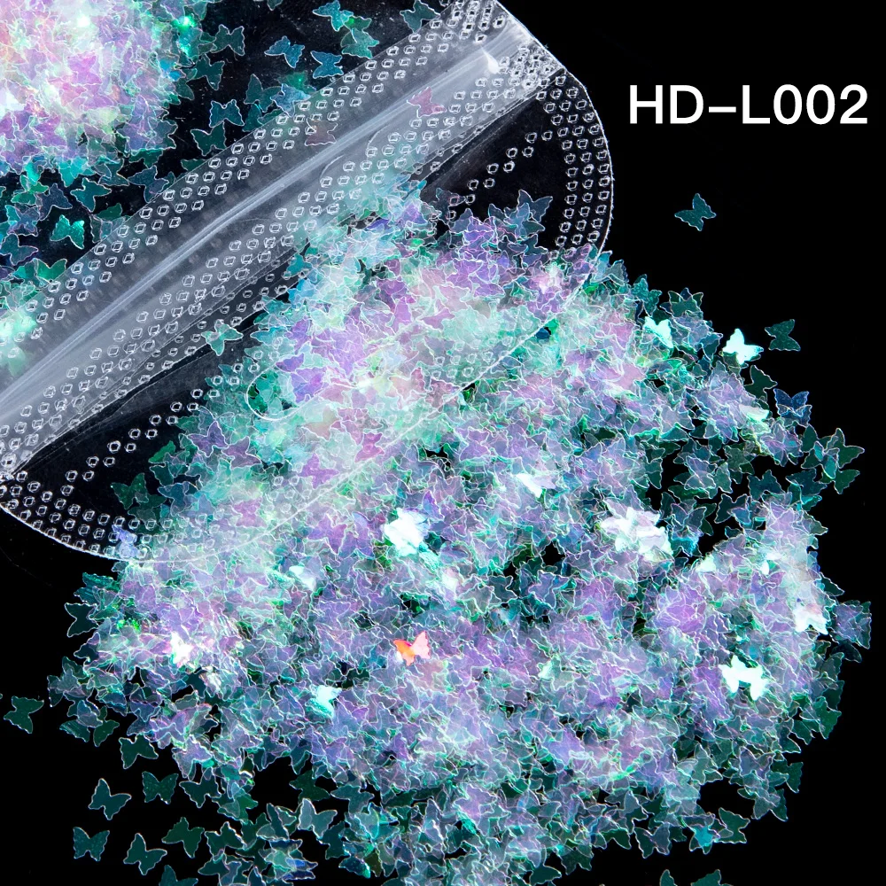 Голографические 3d-наклейки с бабочками и блестками для дизайна ногтей блестящие