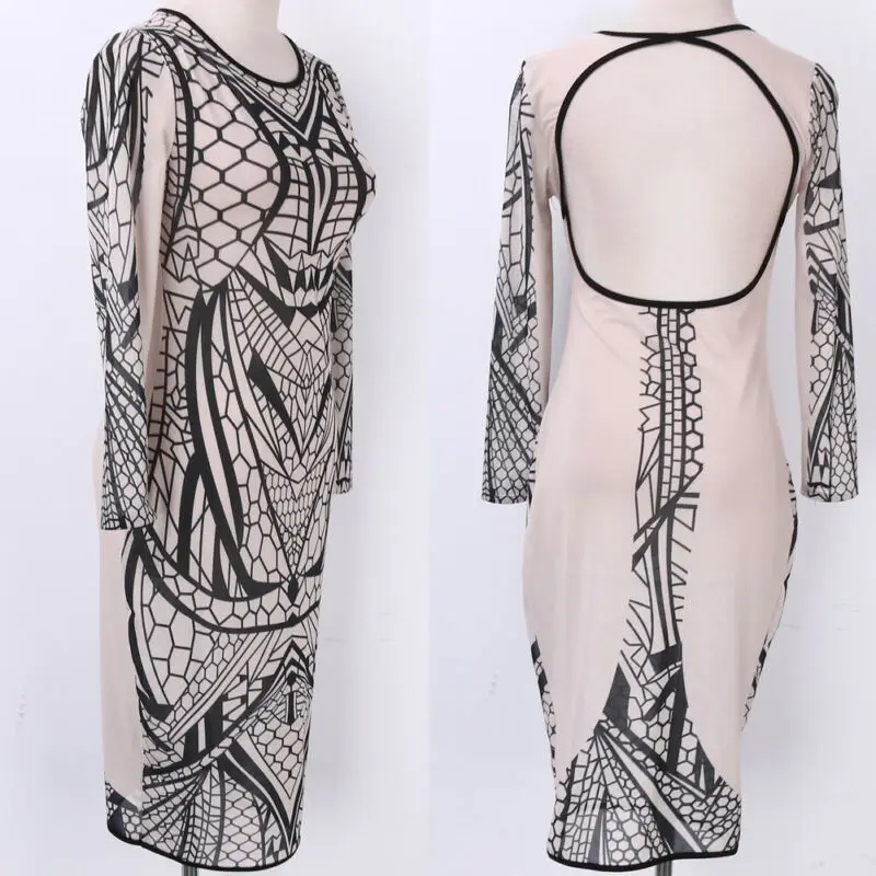 Элегантное женское платье сексуальное облегающее с открытой спиной длинным