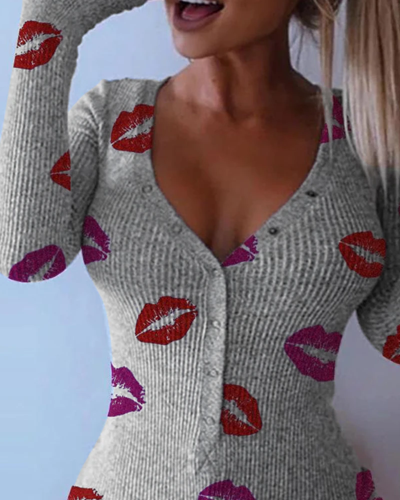 Christmas 2020 Sexy Bodysuit Women's Floral Long Sleeve Bodycon Bandage Jumpsuit Bodysuit Romper Casual Leotard Tops Sleepwear