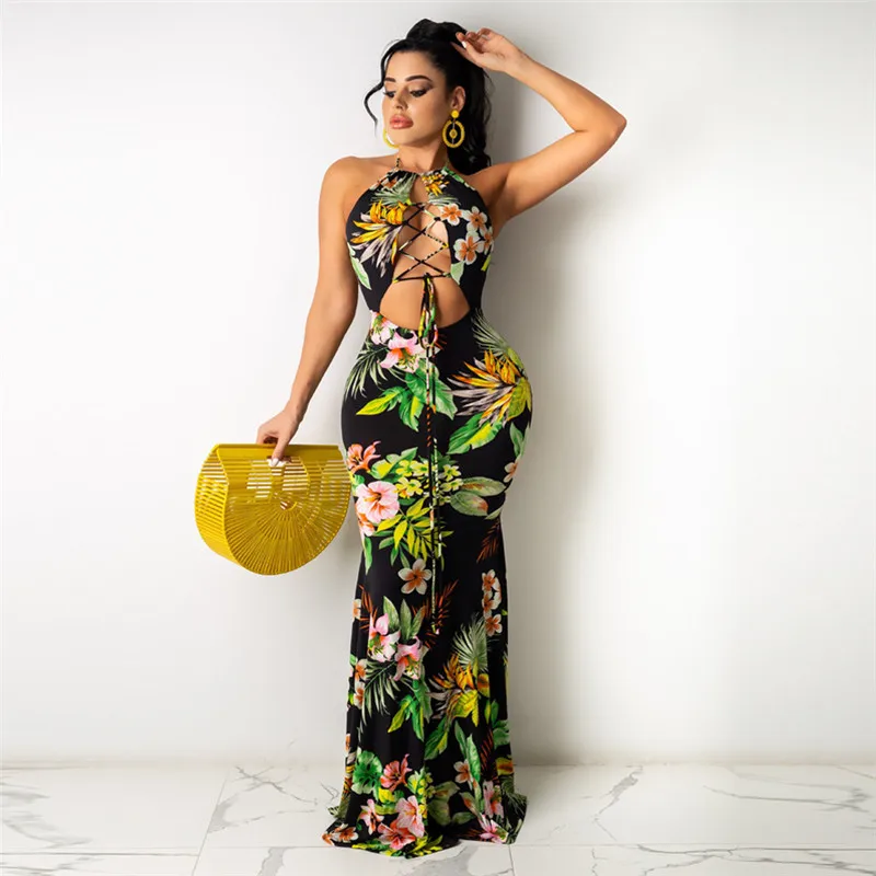 

Элегантная женская обувь с принтом черное платье-макси с цветочным принтом ночные вечерние платья 2021 летние сексуальным вырезом на спине и ...