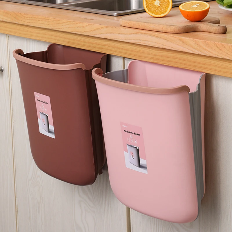 Настенная складная корзина для мусора подвесная переносная без крышки мусорные