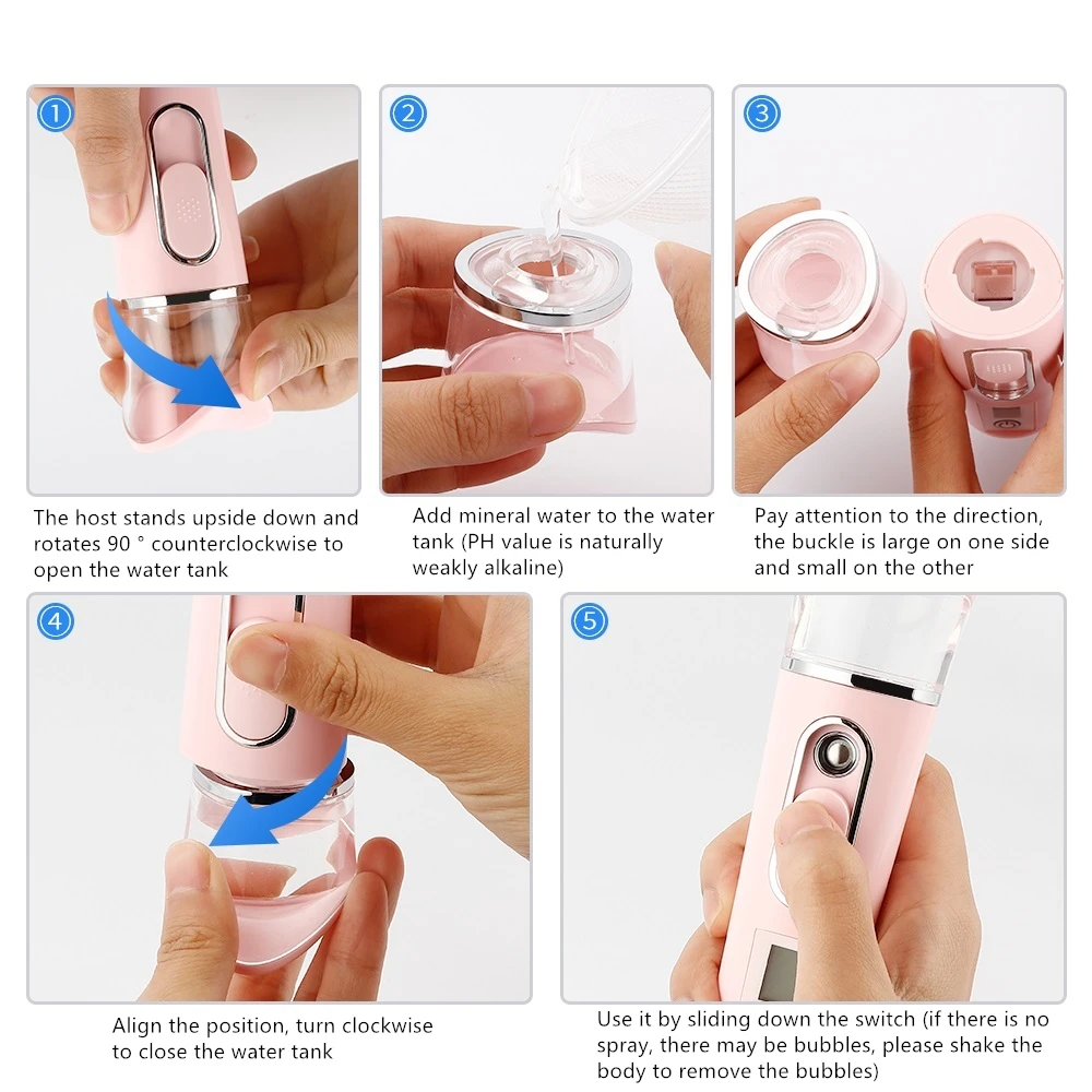 

3in1 Portable Mini Facial Steamer Skin Tester Nano Mister Face Mist Sprayer Skin Care Moisture Meter Portable USB Power Bank