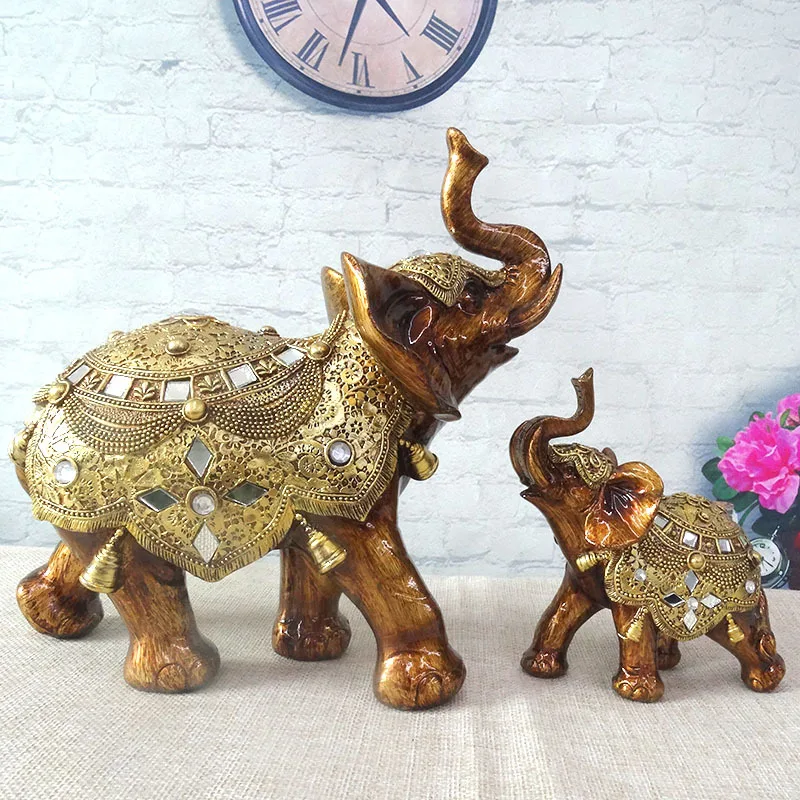 

Large Resin Elephant Decor Statue Home Decoration Animal Sculpture Lucky Feng Shui Crafts Ornaments Room Desktop Figurines