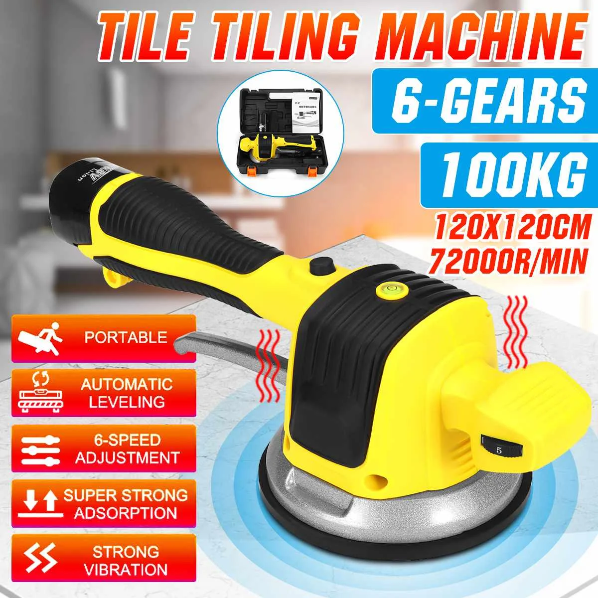 

72000R/Min Professional Tile Leveling Machine Tile Floor Portable Power Tool Lithium Battery Wall Tile Vibration Leveling Tools