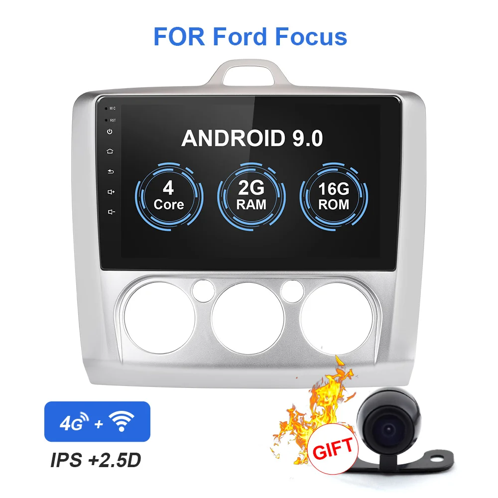 2G RAM 16 ROM Автомобильный мультимедийный dvd-плеер для Ford Focus 2 MK2 2Din Android 9,0 Авторадио с навигацией gps стерео магнитола - Цвет: 2G RAM 16 ROM