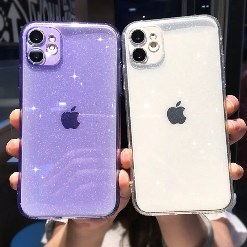 

Candy Glitter Phone Case For iPhone SE 2020 12 mini 11 Pro X XR XS Shockproof Max 7 8 Plus Transparent Soft Silicone TPU Cover