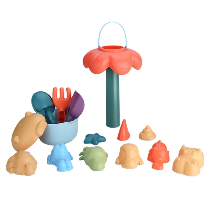 

16Pcs Summer Baby Beach Toys Kids Mesh Bag Bath Play Set Beach Party Cart Bucket Sand Molds Tool Water Game Toy