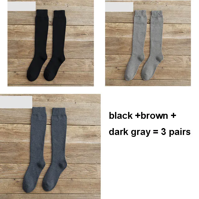 

6PCS=3Pairs Men's Winter Compression Stocking Warm Hot Knee High Long Leg Terry Socks Cotton Thicken Cover Calf Socks Size 38-44