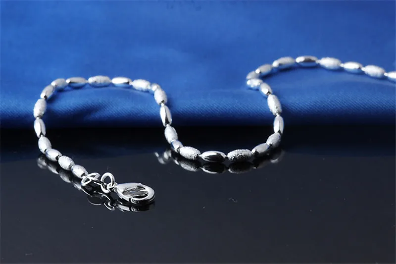 Браслеты на ногу женские из серебра 925 пробы анклеты с матовым шариком модные