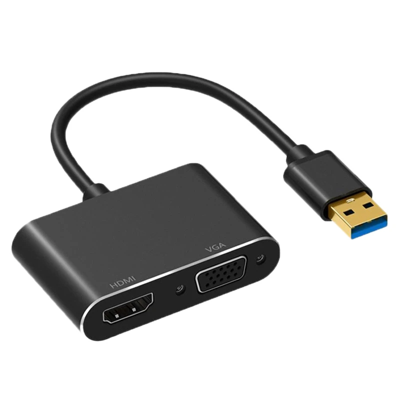 

USB-HDMI + VGA, два в одном, поддержка USB2.0 и 3,0, без привода 1080PHDMI, поддержка XP, Win7, Win8, Win10, Macos