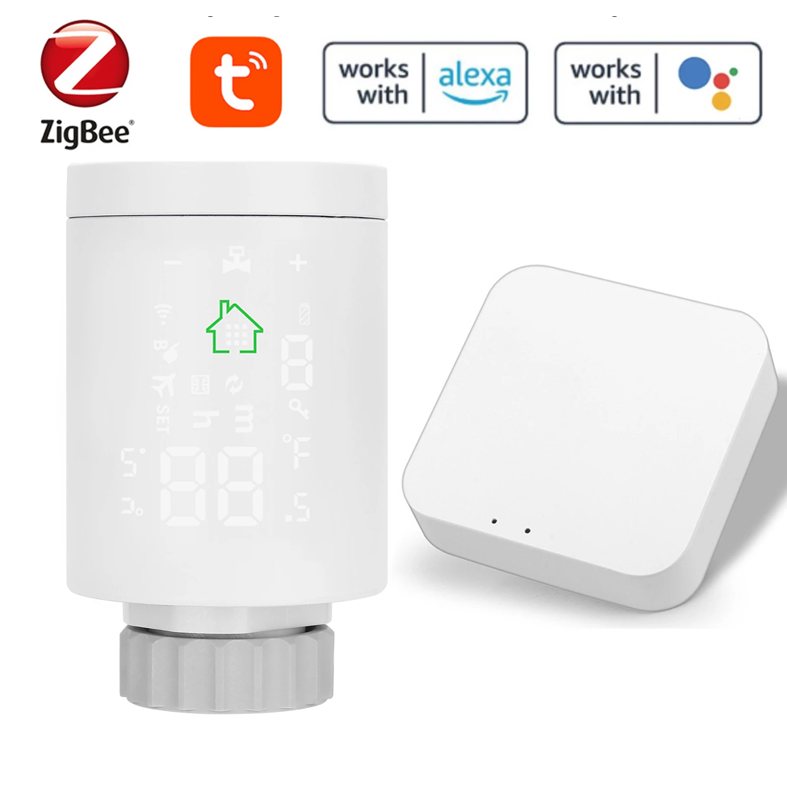 

Умный привод радиатора Tuya ZIGBEE3.0, программируемый термостатический клапан радиатора, регулятор температуры, Alexa Голосовое управление