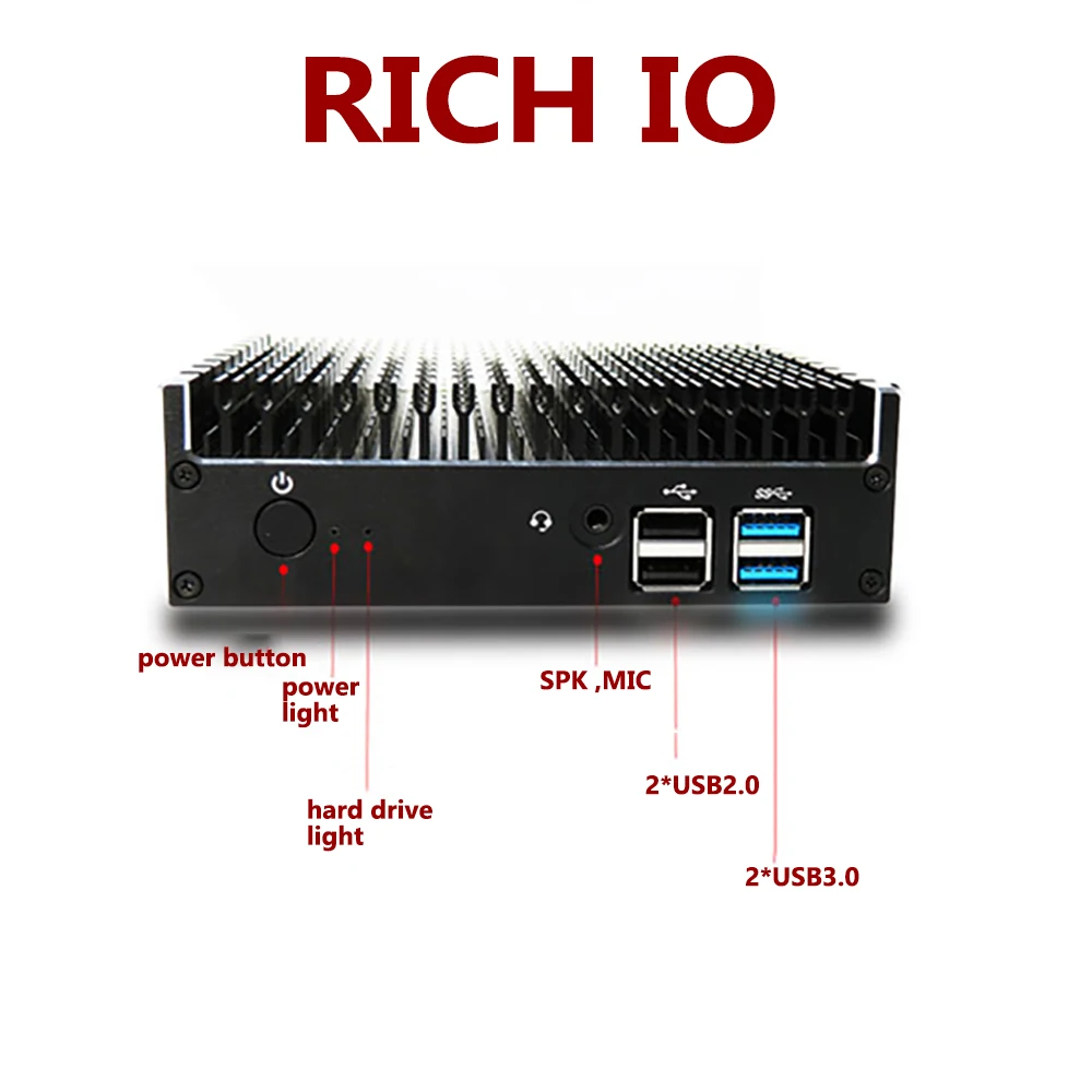 Настольный ПК без вентилятора TOPTON офисный Intel Patium 5405U 2 * DDR4 Barebone Pc Type-C 4K HTPC HDMI2.0 DP