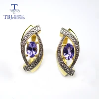 100 natural tanzanite gemstone earring oval cut 46ct real tanzania colorstone 925 sterling silver fine jewelry for women gift