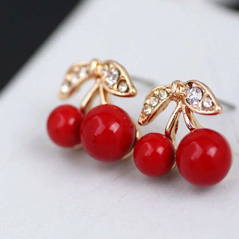 

SNCSDK 2020 new trendy Red cherry Women's stud earrings popular temperament Women jewelry cute accessories fruit earring