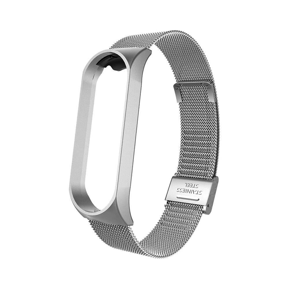 Silver metal Браслет из нержавеющей стали для mi Band Xiao mi 2, смарт-кожаный ремешок для наручных часов, ремешок для Xiaomi mi, 3 браслета, аксессуары - Цвет: Silver metal