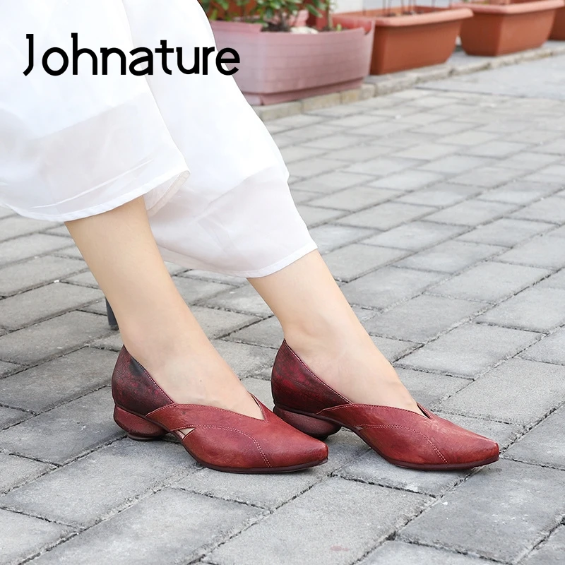 Johnature/туфли лодочки Женская обувь в стиле ретро из натуральной кожи на платформе