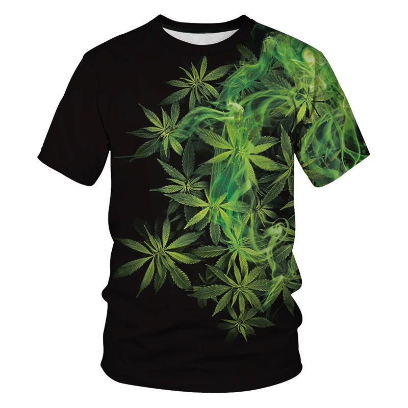 

Natural weeds cool bright green weeds leaves fully printed 3D T-shirt cool unisex shirt T-shirt summer muscle pendant