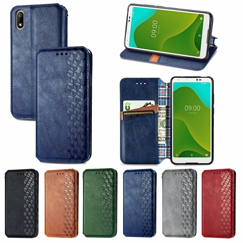 

Lattice PU Leather Wallet Flip Phone Cover TPU Case for WIKO Jerry 4 Y62 Y70 Y81
