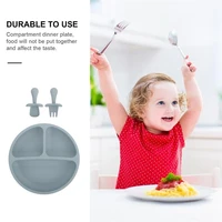 1 set silicone complementary food toddler training tableware set serving dish baby spoon