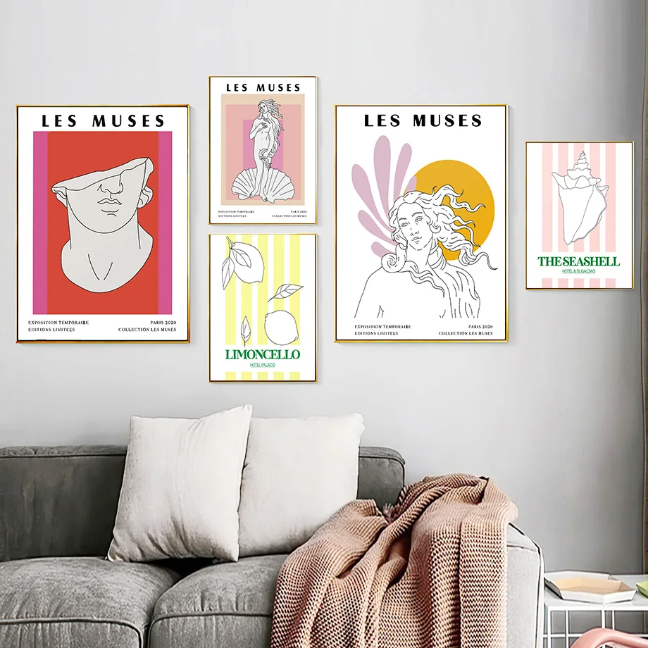 

Abstract Les Muses Girl Shell Lemon Angel Wall Art Canvas Painting Nordic Posters And Prints Wall Pictures For Living Room Decor