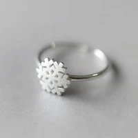 fashion simple snowflake ring silver plated opening adjustable ring ethnic style womens party jewelry christmas gift