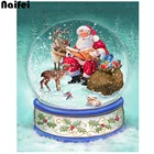 Рождественский подарок, алмазная живопись сделай сам, вышивка крестиком, хрустальный шар, снег, Санта, алмазная вышивка, квадратнаякруглая Алмазная мозаика, распродажа