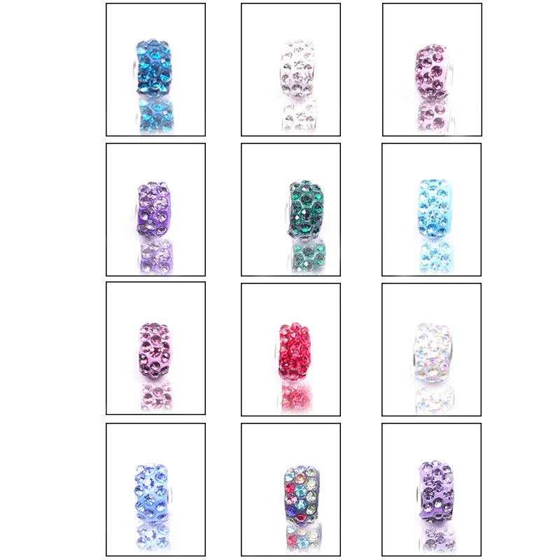 

Free shipping 20 pcs/lot Large Hole Crystal Rhinestones European charm Bracelet Necklace Spacer Beads