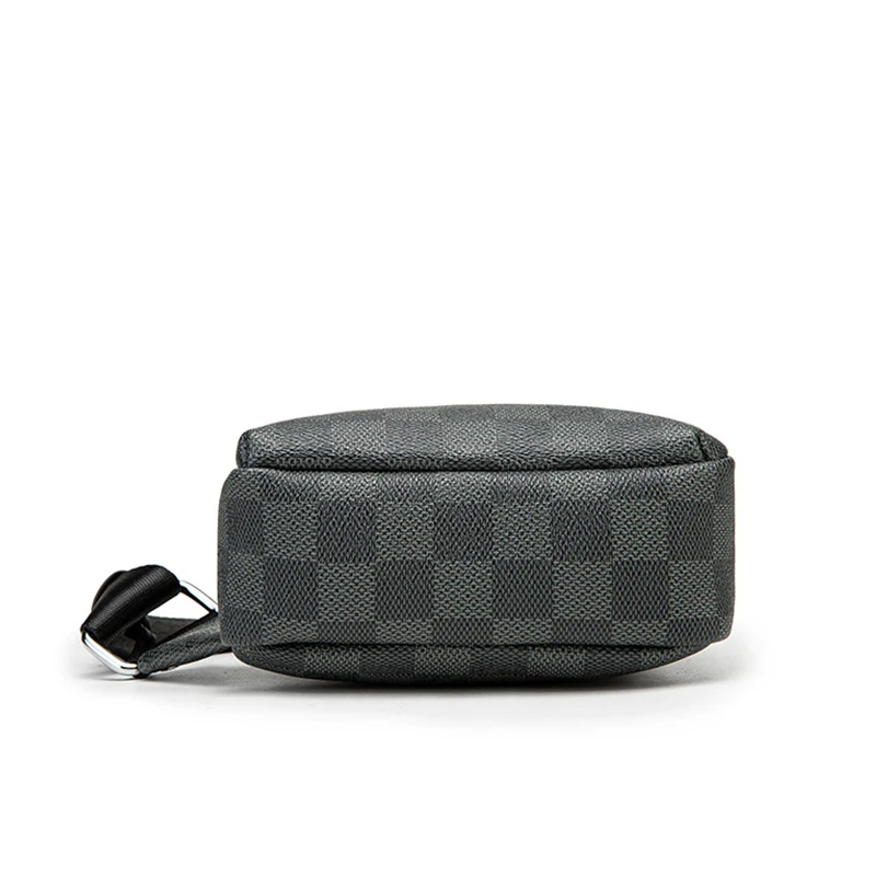 

New Men Chest Bag Fashion Grid Breast Bag Vegan Leather Multi-functional One-shoulder Bag Outdoor Sports Small Shoulder Bag