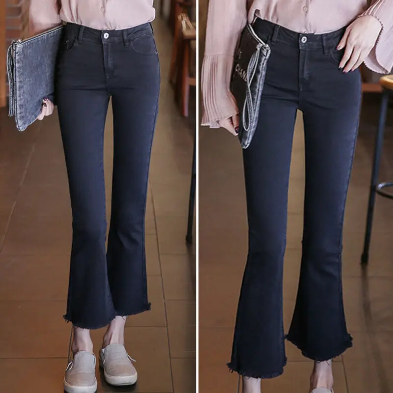 

Women Fashion Flared Jeans High Waist Denim Trousers Comfy Long Pants Bottoms