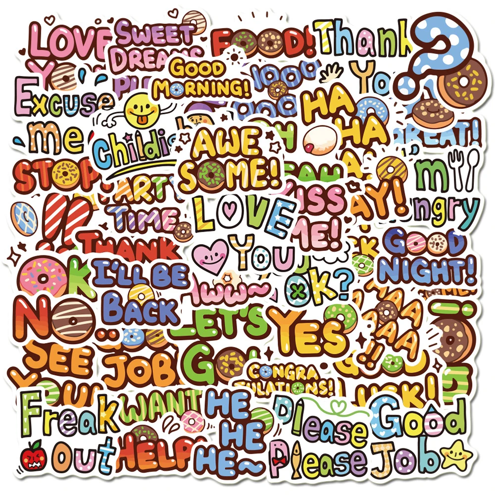 103050pcs cartoon motivational phrases sticker quotes sentence waterproof for laptop phone office study room graffiti decal free global shipping